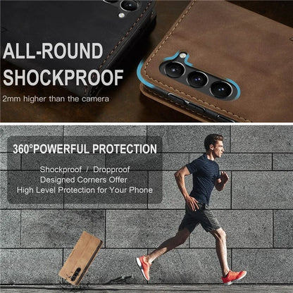 CASEME 013 Series For Samsung Galaxy S24 Case Anti-drop PU Leather Stand Cellphone Protector