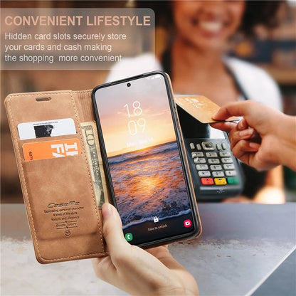 CASEME 013 Series For Samsung Galaxy S24 Case Anti-drop PU Leather Stand Cellphone Protector