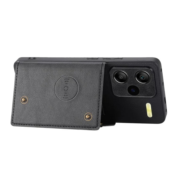 For Xiaomi Redmi Note 13 Pro+ 5G Case Kickstand Leather Coated TPU Phone Cover with Card Holder