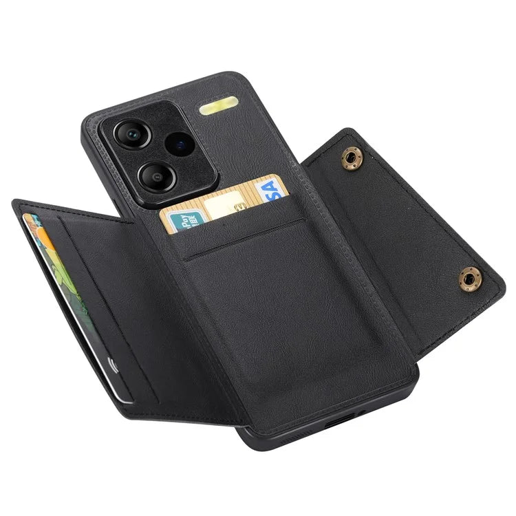 For Xiaomi Redmi Note 13 Pro+ 5G Case Kickstand Leather Coated TPU Phone Cover with Card Holder