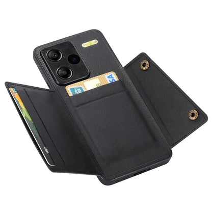 For Xiaomi Redmi Note 13 Pro+ 5G Case Kickstand Leather Coated TPU Phone Cover with Card Holder