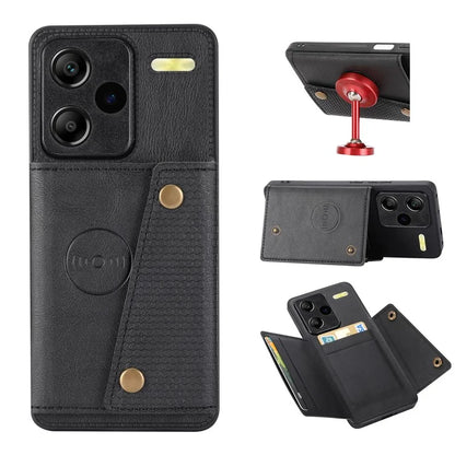 For Xiaomi Redmi Note 13 Pro+ 5G Case Kickstand Leather Coated TPU Phone Cover with Card Holder
