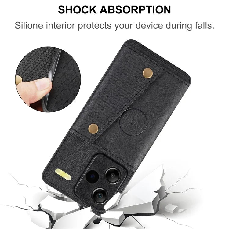 For Xiaomi Redmi Note 13 Pro+ 5G Case Kickstand Leather Coated TPU Phone Cover with Card Holder