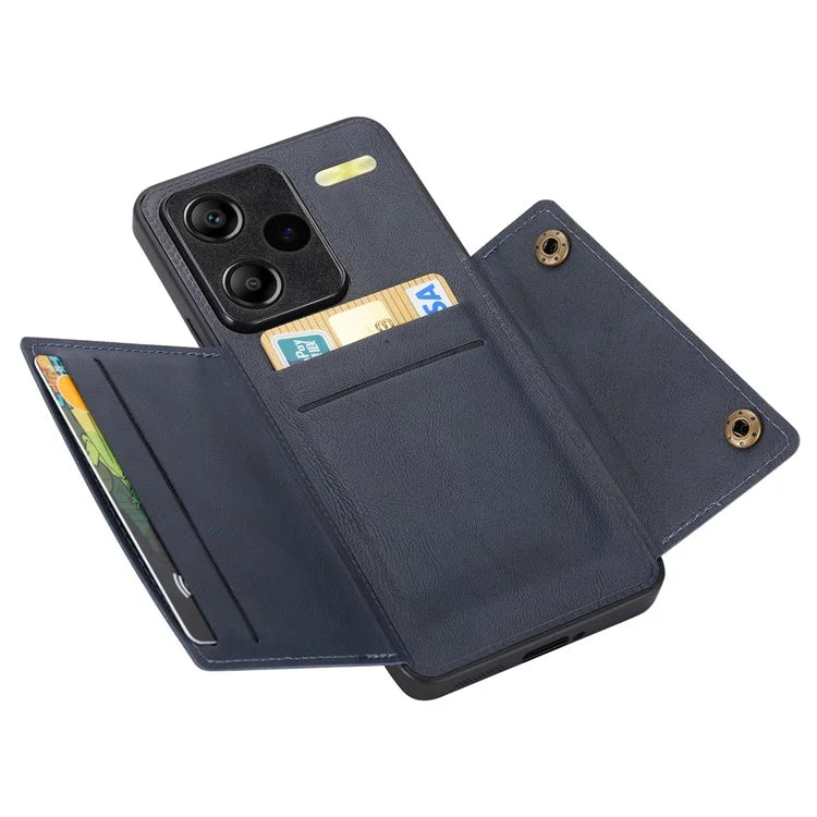 For Xiaomi Redmi Note 13 Pro+ 5G Case Kickstand Leather Coated TPU Phone Cover with Card Holder