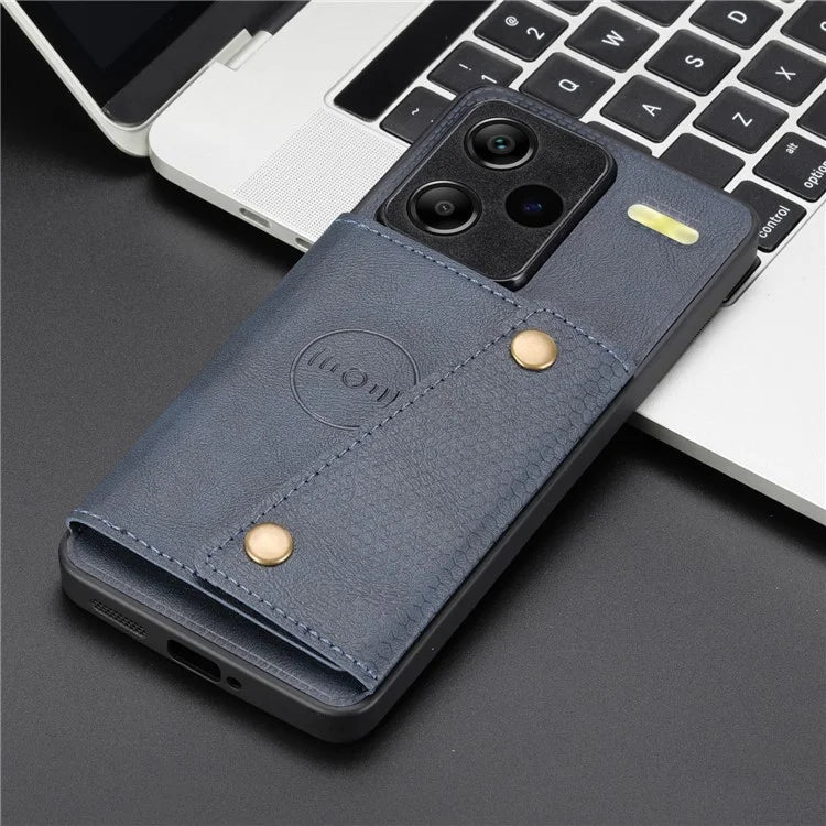 For Xiaomi Redmi Note 13 Pro+ 5G Case Kickstand Leather Coated TPU Phone Cover with Card Holder