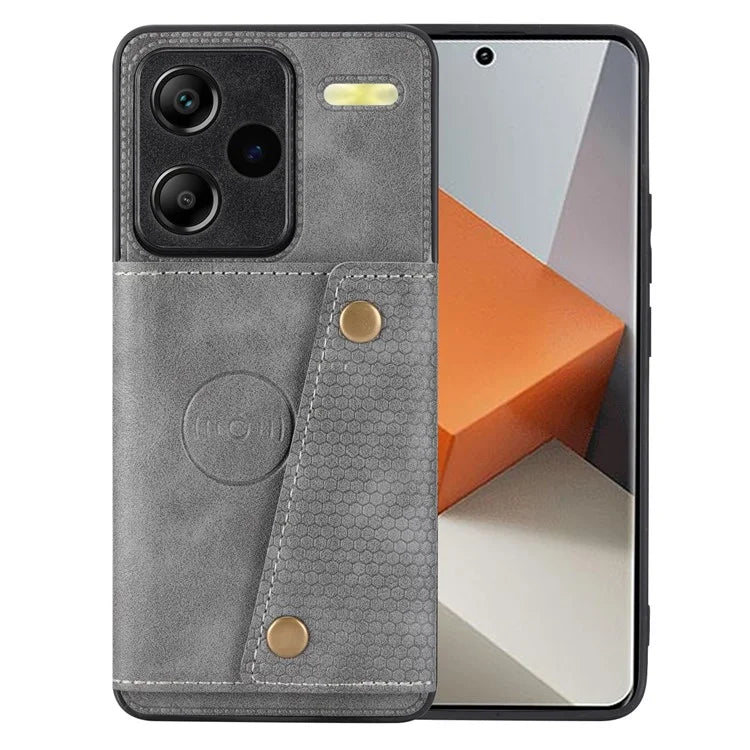 For Xiaomi Redmi Note 13 Pro+ 5G Case Kickstand Leather Coated TPU Phone Cover with Card Holder