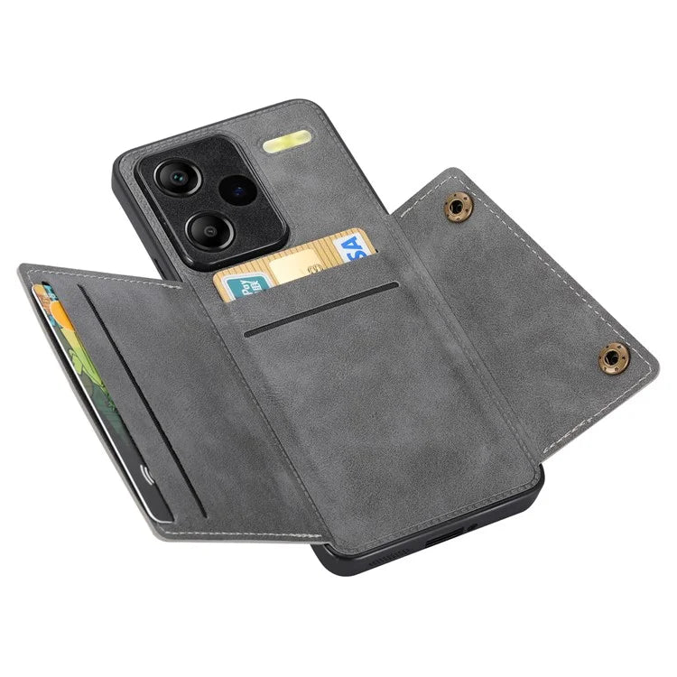 For Xiaomi Redmi Note 13 Pro+ 5G Case Kickstand Leather Coated TPU Phone Cover with Card Holder