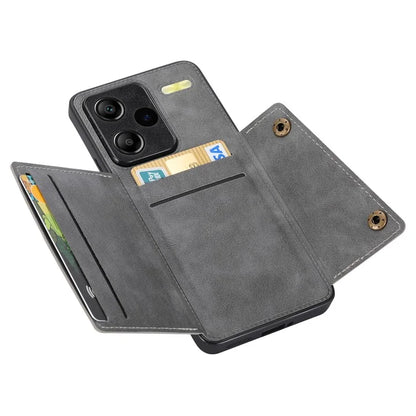 For Xiaomi Redmi Note 13 Pro+ 5G Case Kickstand Leather Coated TPU Phone Cover with Card Holder
