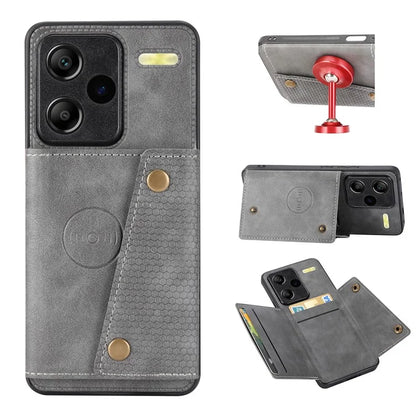 For Xiaomi Redmi Note 13 Pro+ 5G Case Kickstand Leather Coated TPU Phone Cover with Card Holder