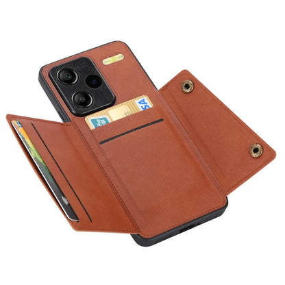 For Xiaomi Redmi Note 13 Pro+ 5G Case Kickstand Leather Coated TPU Phone Cover with Card Holder