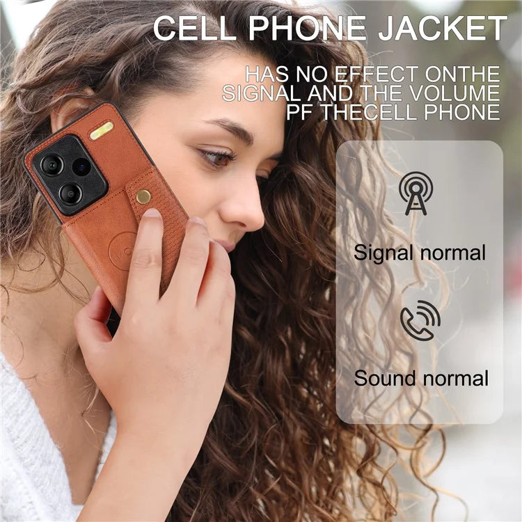 For Xiaomi Redmi Note 13 Pro+ 5G Case Kickstand Leather Coated TPU Phone Cover with Card Holder