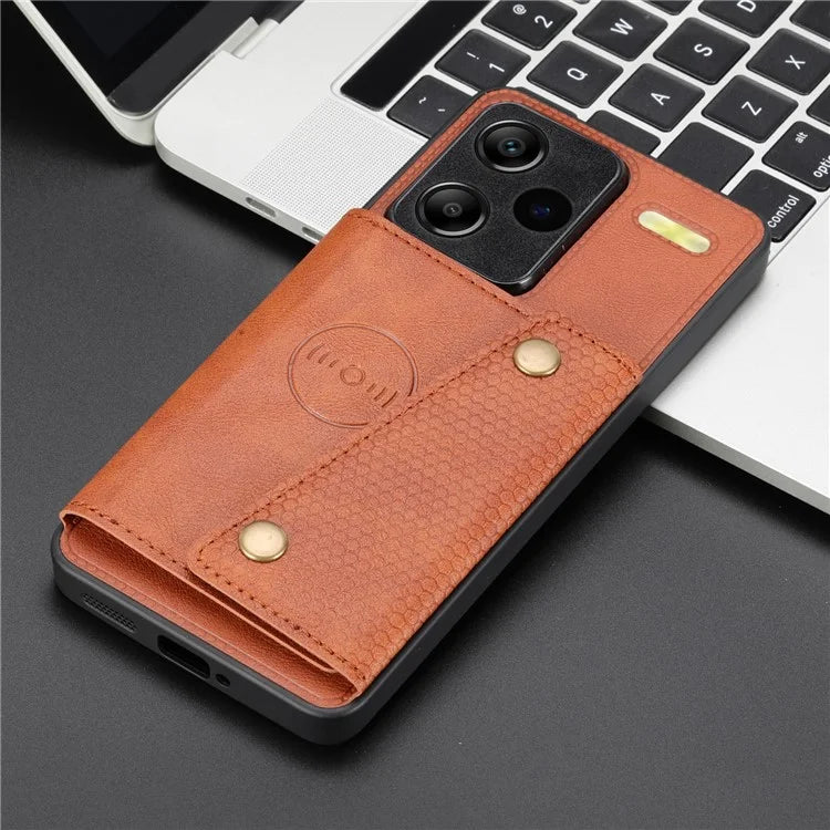 For Xiaomi Redmi Note 13 Pro+ 5G Case Kickstand Leather Coated TPU Phone Cover with Card Holder