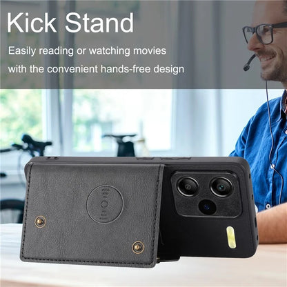 For Xiaomi Redmi Note 13 Pro+ 5G Case Kickstand Leather Coated TPU Phone Cover with Card Holder