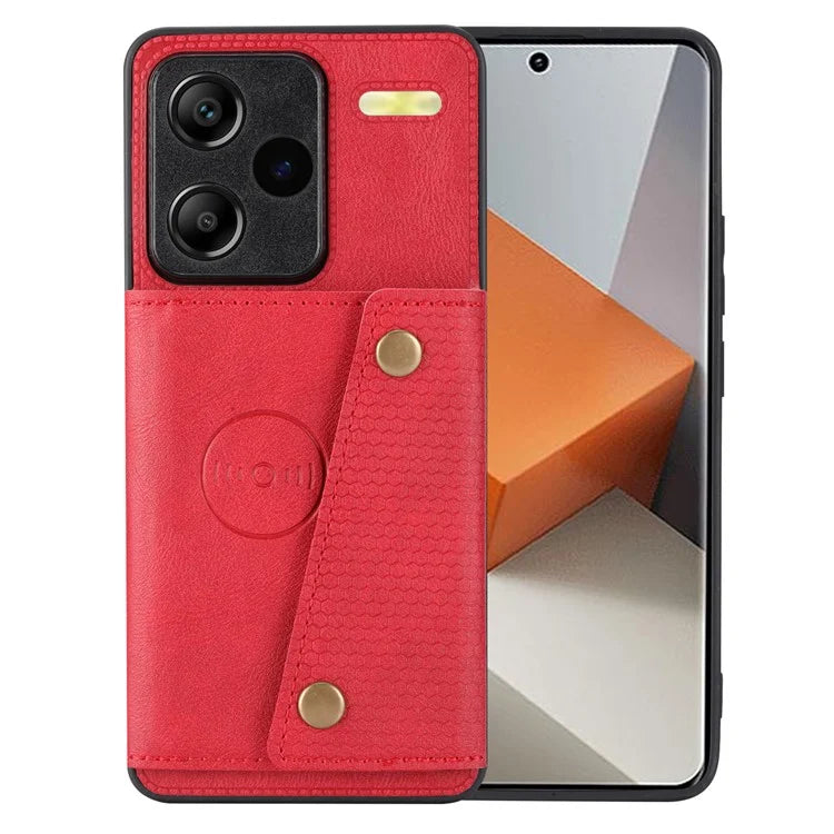 For Xiaomi Redmi Note 13 Pro+ 5G Case Kickstand Leather Coated TPU Phone Cover with Card Holder