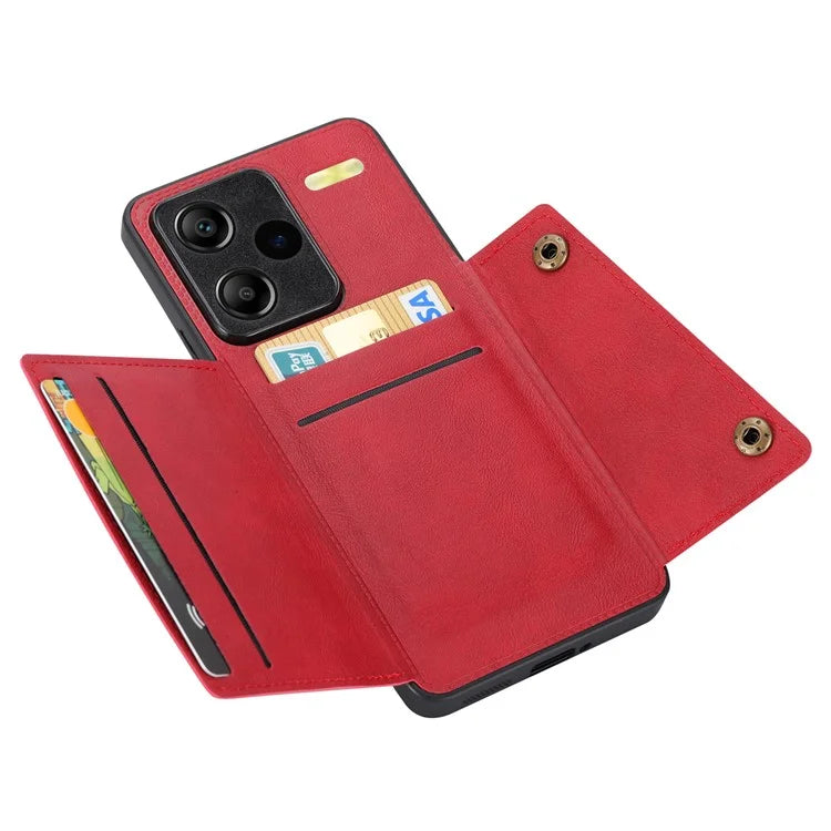 For Xiaomi Redmi Note 13 Pro+ 5G Case Kickstand Leather Coated TPU Phone Cover with Card Holder