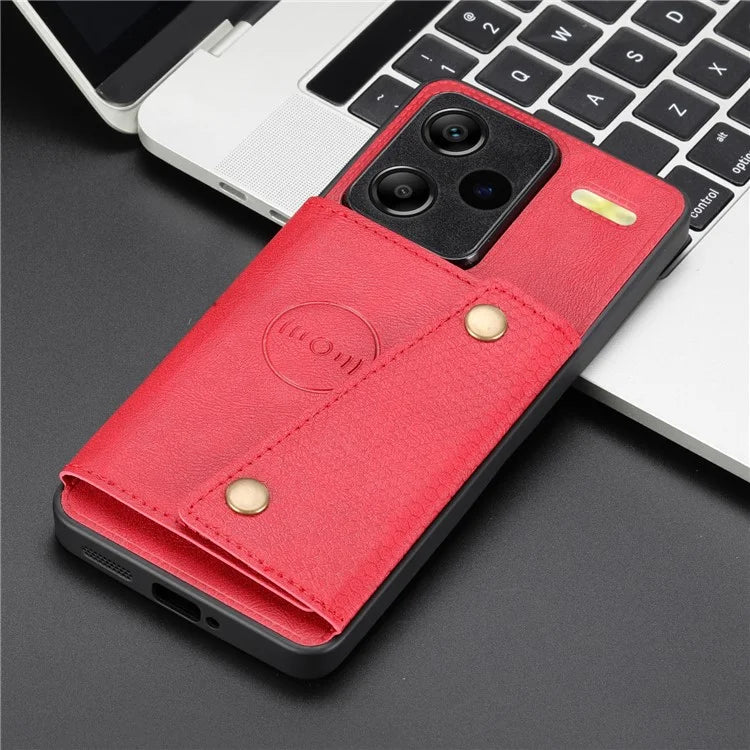 For Xiaomi Redmi Note 13 Pro+ 5G Case Kickstand Leather Coated TPU Phone Cover with Card Holder