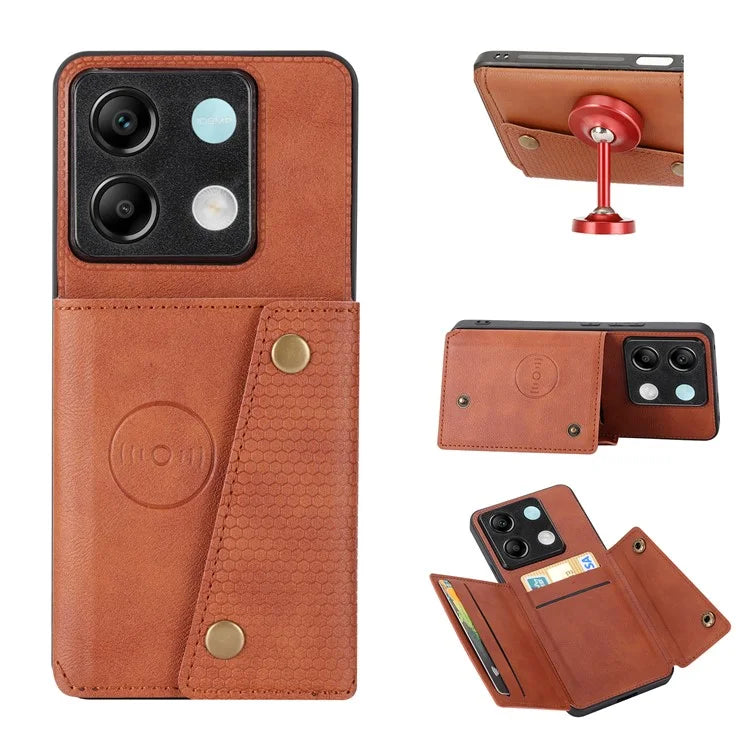 For Xiaomi Redmi Note 13 Pro 5G / Poco X6 5G Case PU Leather+TPU Phone Cover with Card Holder