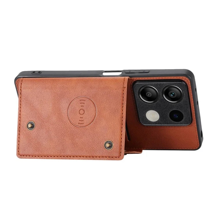 For Xiaomi Redmi Note 13 5G Case PU Leather+TPU Anti-fall Phone Cover with Card Holder