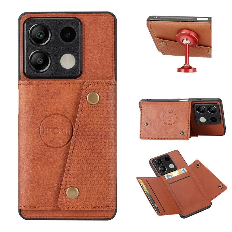 For Xiaomi Redmi Note 13 5G Case PU Leather+TPU Anti-fall Phone Cover with Card Holder
