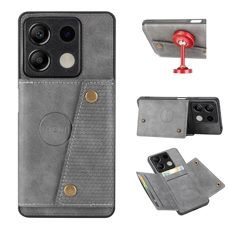 For Xiaomi Redmi Note 13 5G Case PU Leather+TPU Anti-fall Phone Cover with Card Holder