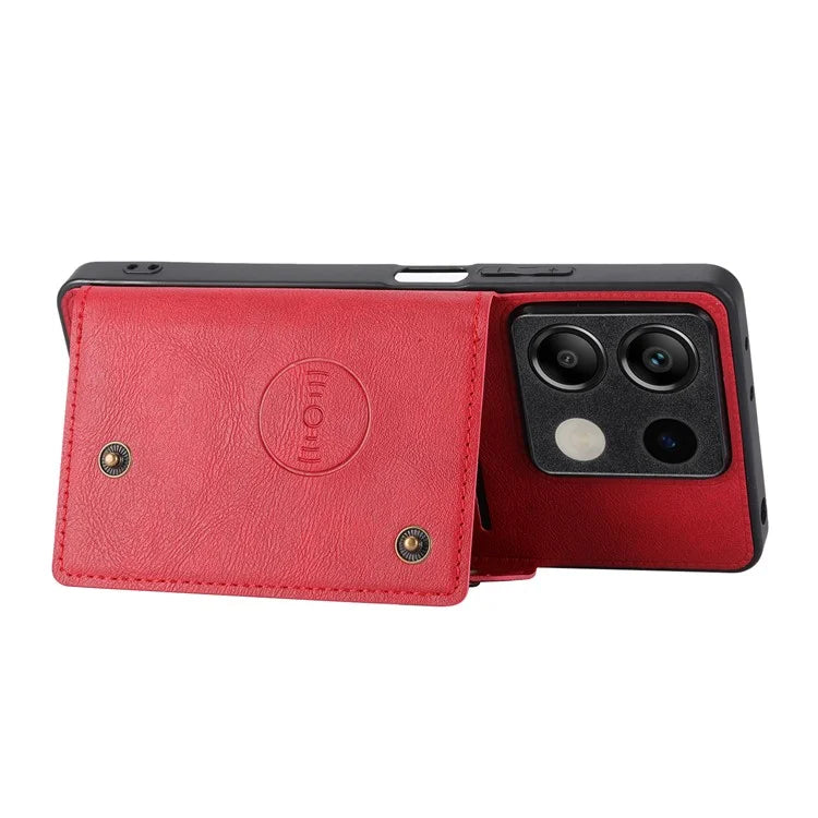 For Xiaomi Redmi Note 13 5G Case PU Leather+TPU Anti-fall Phone Cover with Card Holder