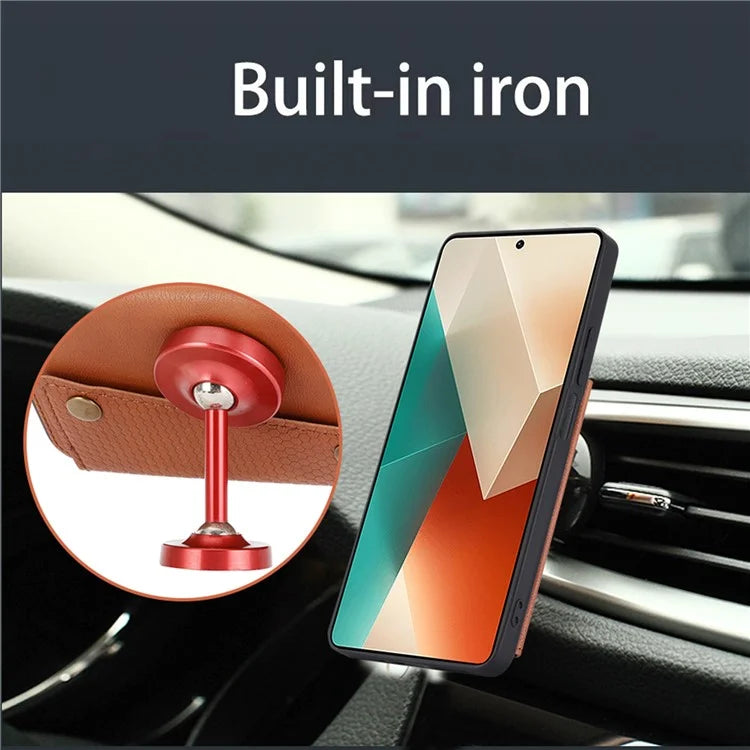 For Xiaomi Redmi Note 13 5G Case PU Leather+TPU Anti-fall Phone Cover with Card Holder