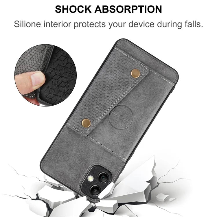 For Samsung Galaxy A05 4G Case Card Slots Phone Cover PU Leather+TPU Anti-scratch Shell