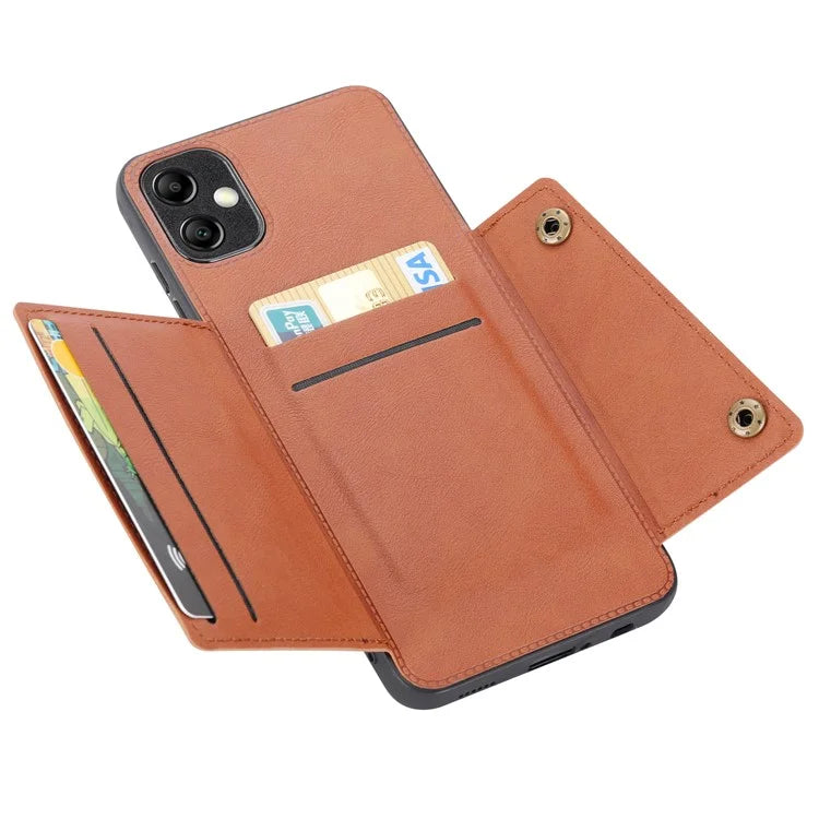 For Samsung Galaxy A05 4G Case Card Slots Phone Cover PU Leather+TPU Anti-scratch Shell