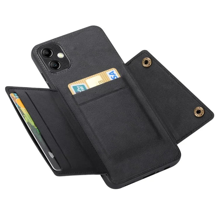 For Samsung Galaxy A05 4G Case Card Slots Phone Cover PU Leather+TPU Anti-scratch Shell