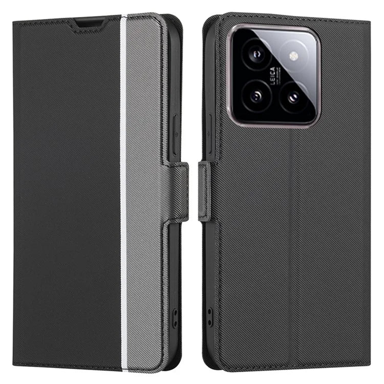 For Xiaomi 14 Case Twill Texture Card Holder Leather Phone Cover