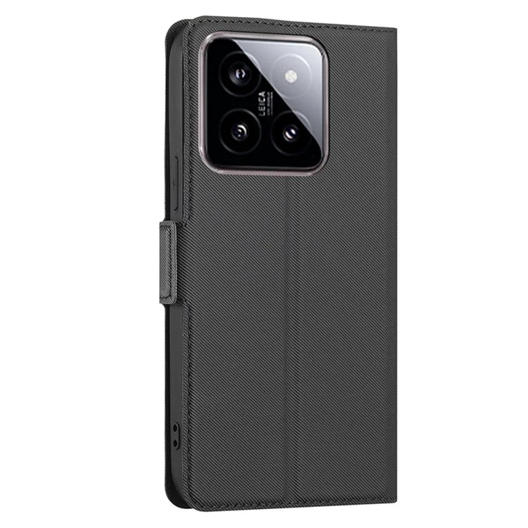 For Xiaomi 14 Case Twill Texture Card Holder Leather Phone Cover