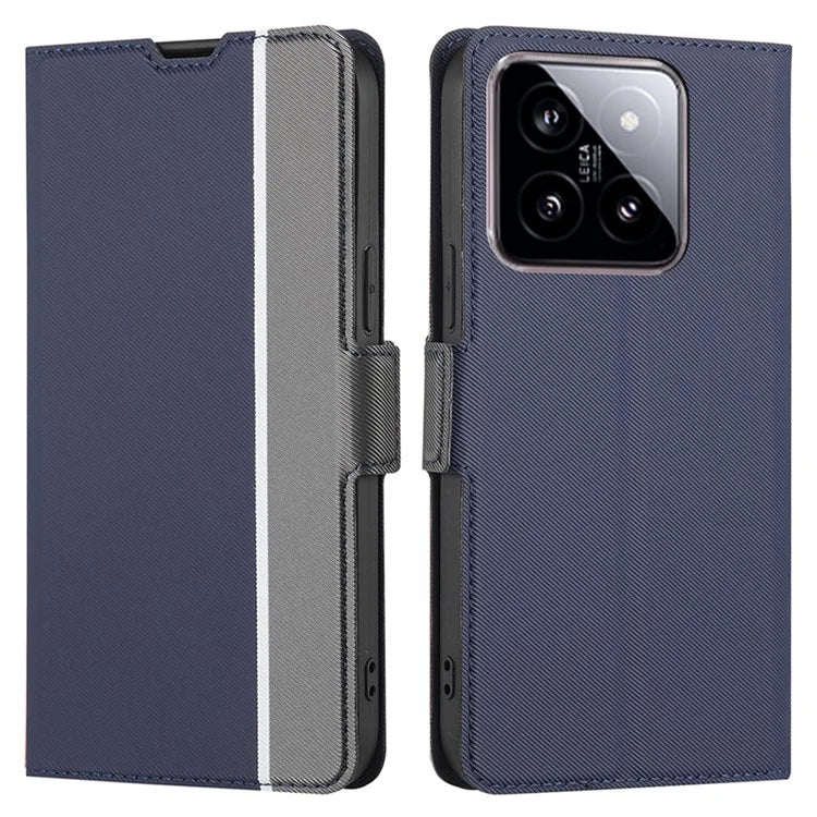 For Xiaomi 14 Case Twill Texture Card Holder Leather Phone Cover
