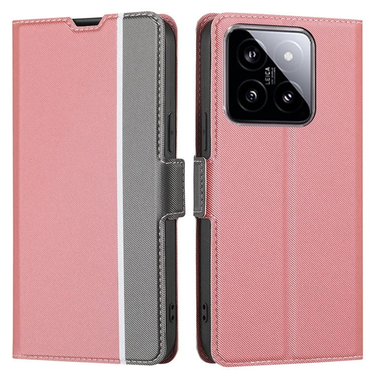 For Xiaomi 14 Case Twill Texture Card Holder Leather Phone Cover