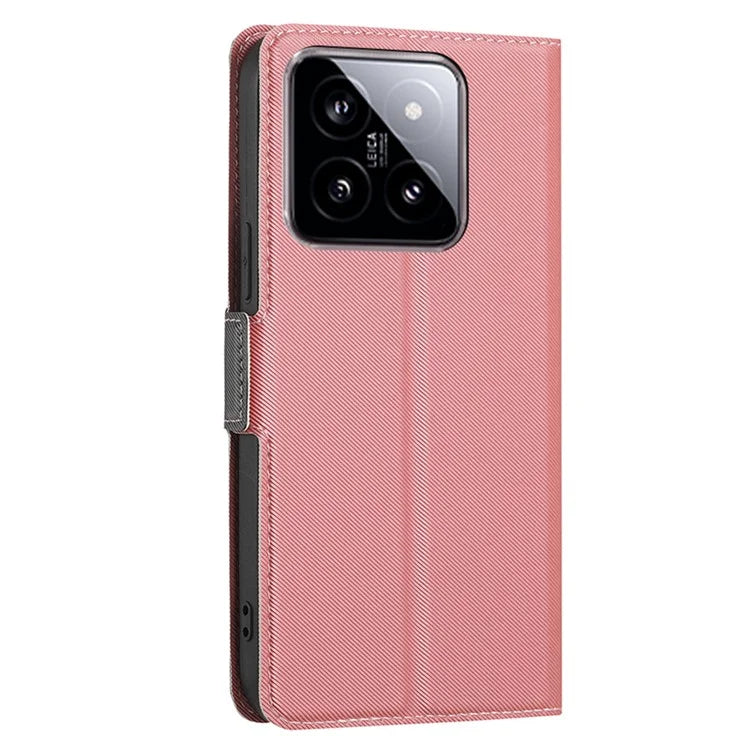 For Xiaomi 14 Case Twill Texture Card Holder Leather Phone Cover
