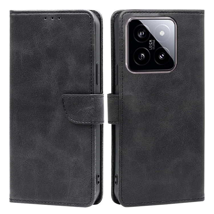 For Xiaomi 14 Case Magnetic Clasp Anti-Scratch Calf Texture PU Leather Phone Cover