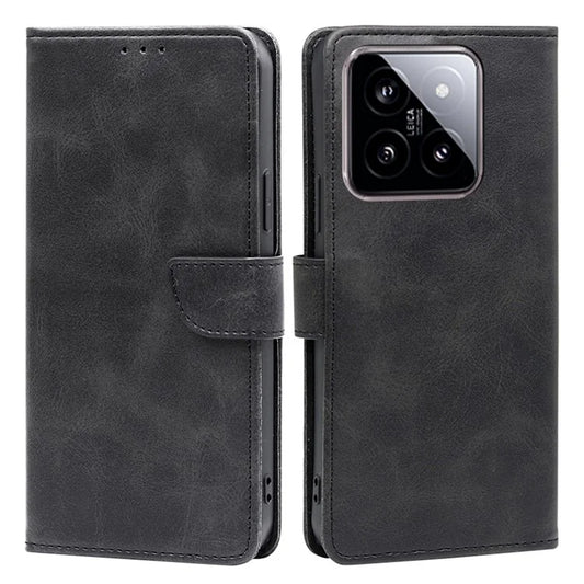 For Xiaomi 14 Case Magnetic Clasp Anti-Scratch Calf Texture PU Leather Phone Cover