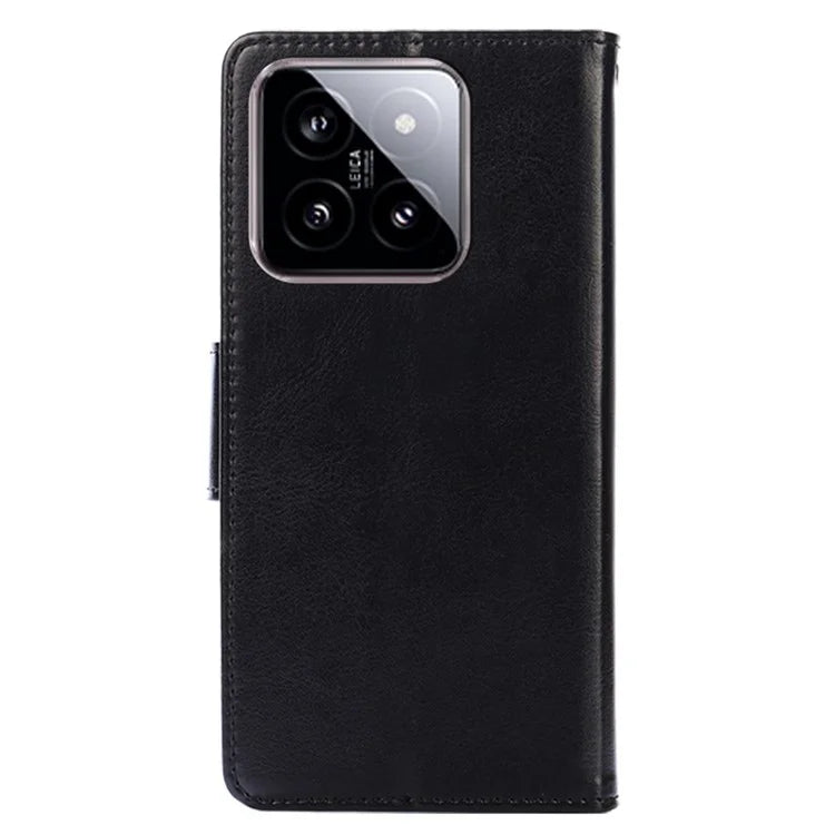 For Xiaomi 14 Case Textured PU Leather Anti-scratch Phone Stand Cover