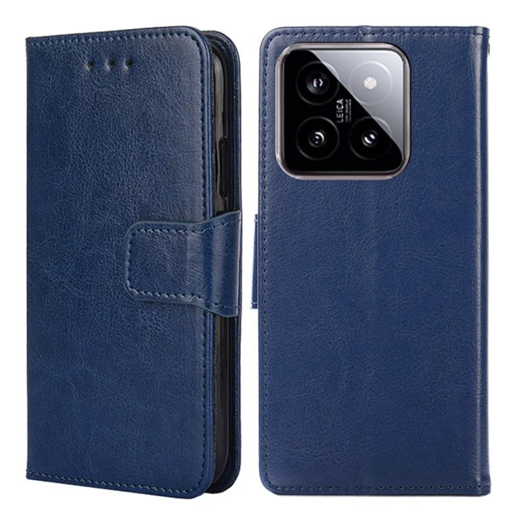 For Xiaomi 14 Case Textured PU Leather Anti-scratch Phone Stand Cover