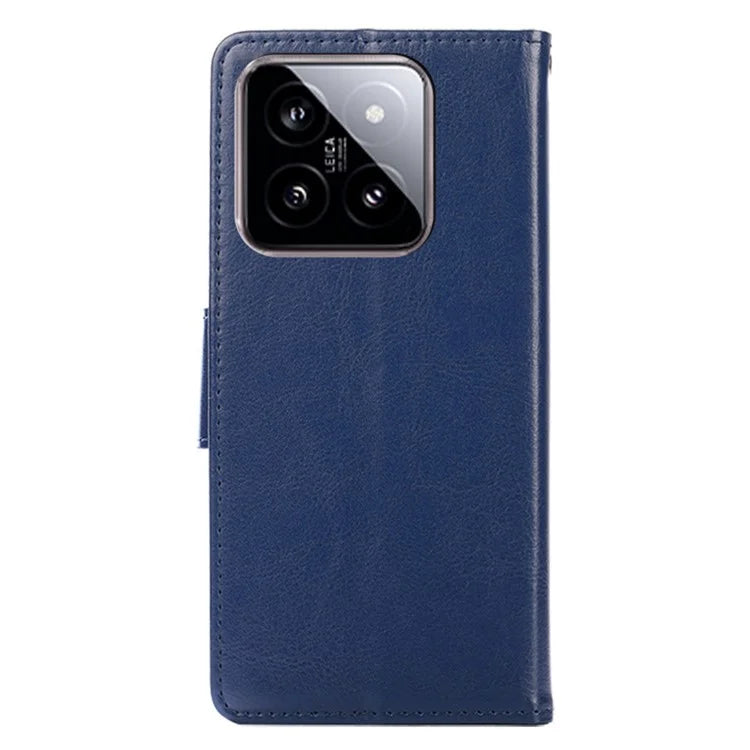 For Xiaomi 14 Case Textured PU Leather Anti-scratch Phone Stand Cover