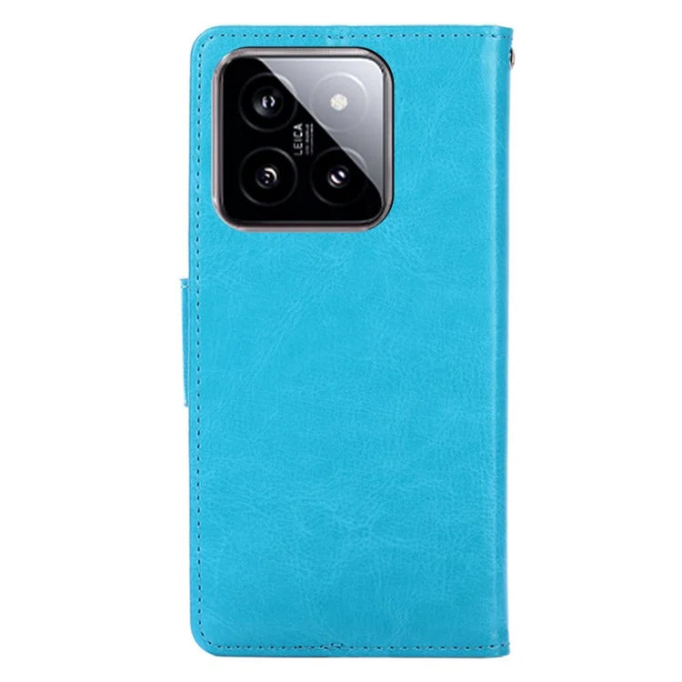 For Xiaomi 14 Case Textured PU Leather Anti-scratch Phone Stand Cover