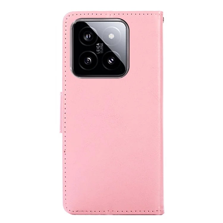 For Xiaomi 14 Case Textured PU Leather Anti-scratch Phone Stand Cover