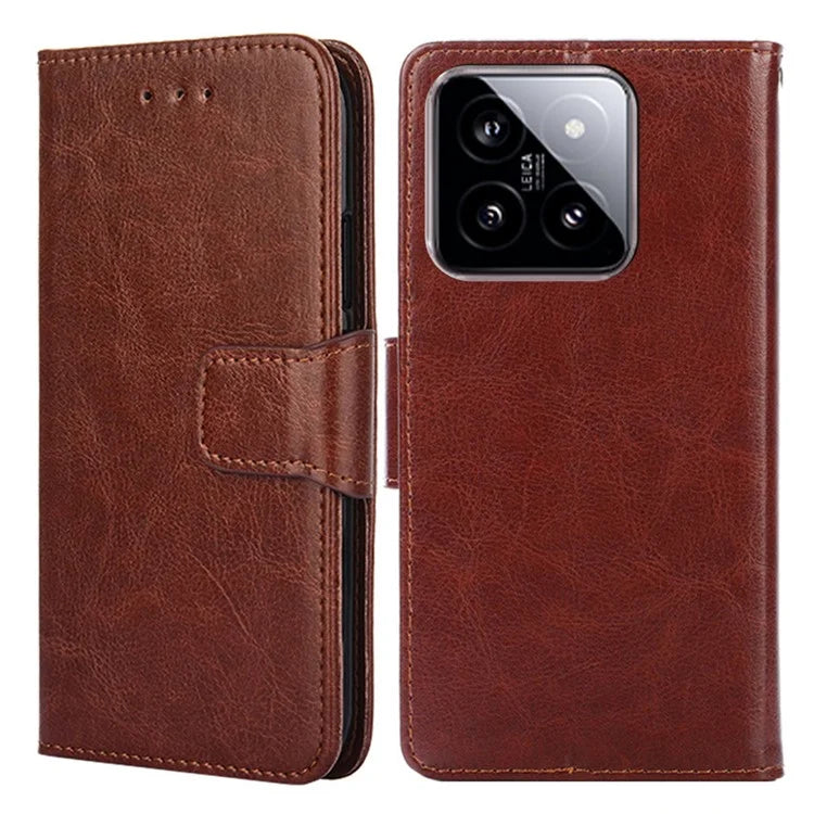 For Xiaomi 14 Case Textured PU Leather Anti-scratch Phone Stand Cover