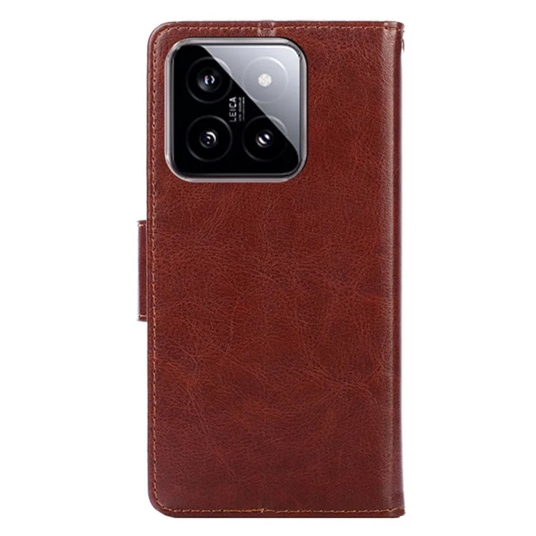 For Xiaomi 14 Case Textured PU Leather Anti-scratch Phone Stand Cover
