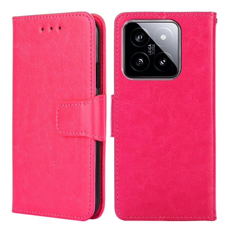 For Xiaomi 14 Case Textured PU Leather Anti-scratch Phone Stand Cover
