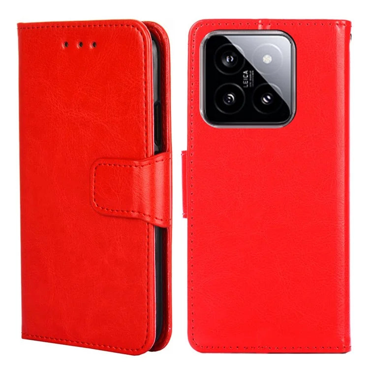 For Xiaomi 14 Case Textured PU Leather Anti-scratch Phone Stand Cover