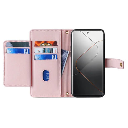 For Xiaomi 14 Pro Leather Case Card Holder Stand Phone Cover with 2 Straps