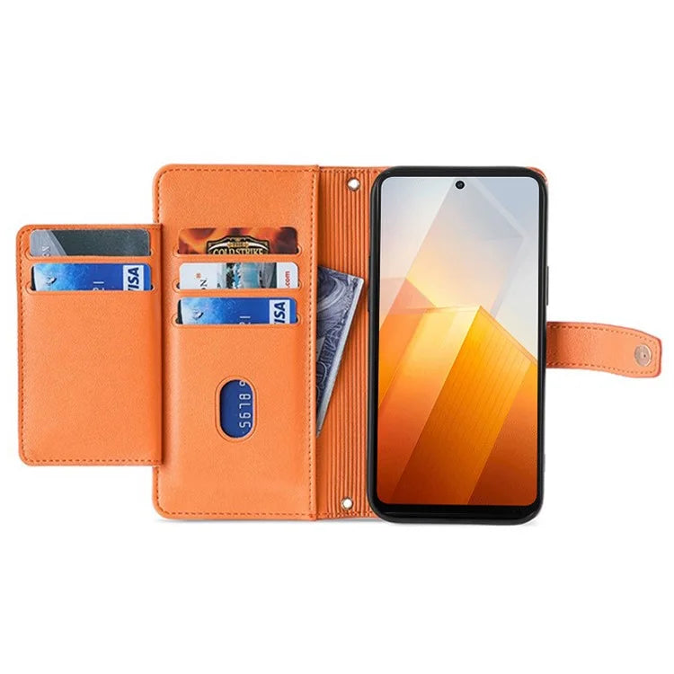 For vivo iQOO Z8x 5G / Y78t 5G Case Zipper Pocket Leather Phone Cover with 2 Straps