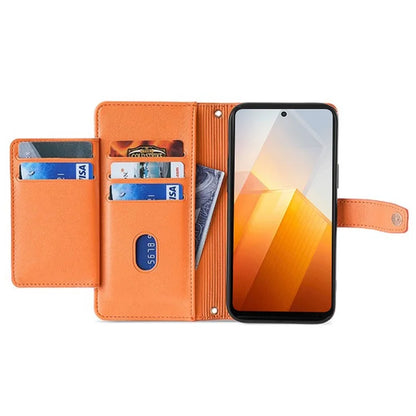 For vivo iQOO Z8x 5G / Y78t 5G Case Zipper Pocket Leather Phone Cover with 2 Straps