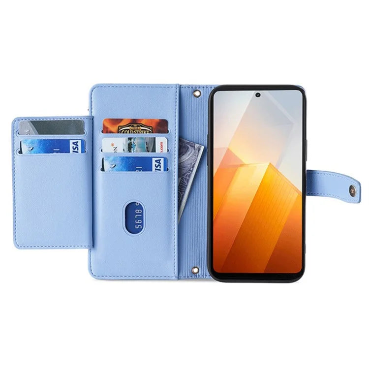 For vivo iQOO Z8x 5G / Y78t 5G Case Zipper Pocket Leather Phone Cover with 2 Straps