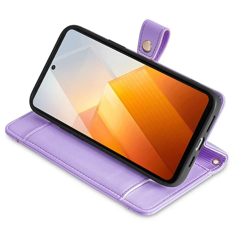 For vivo iQOO Z8x 5G / Y78t 5G Case Zipper Pocket Leather Phone Cover with 2 Straps